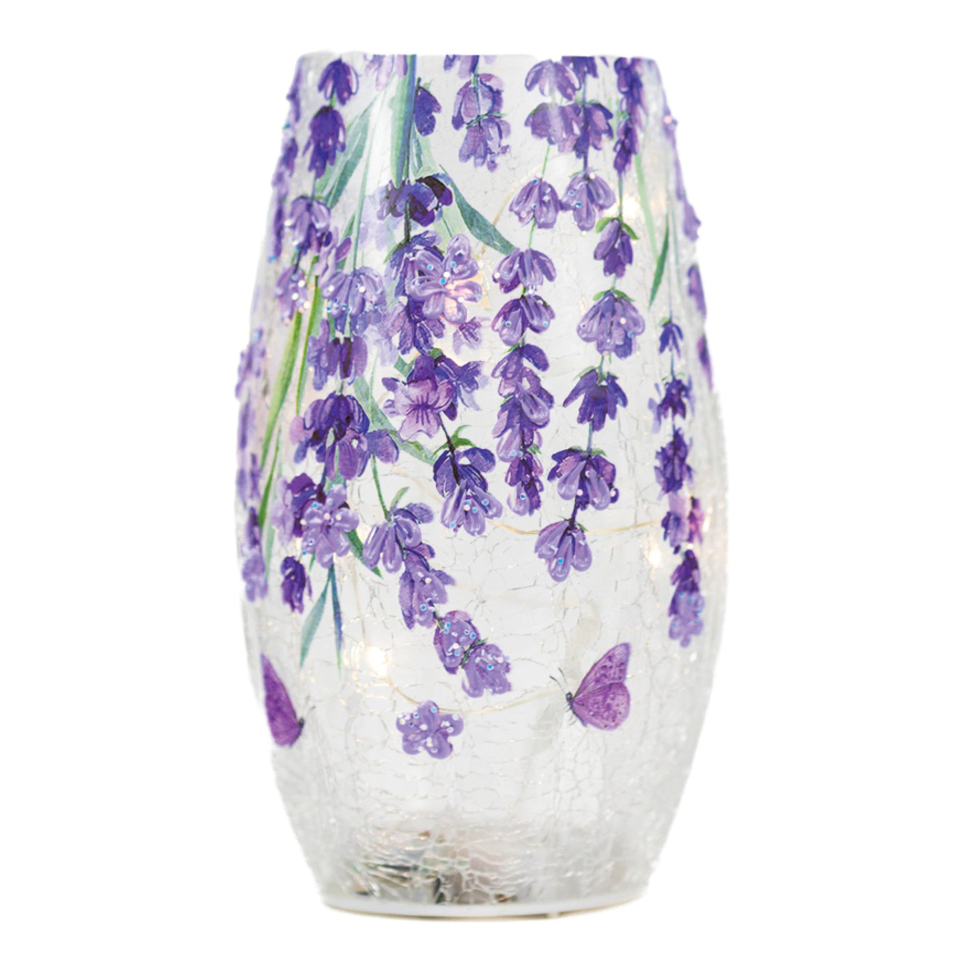 Wild Lilac - Crackle Glass Short Vase by A Cheerful Giver