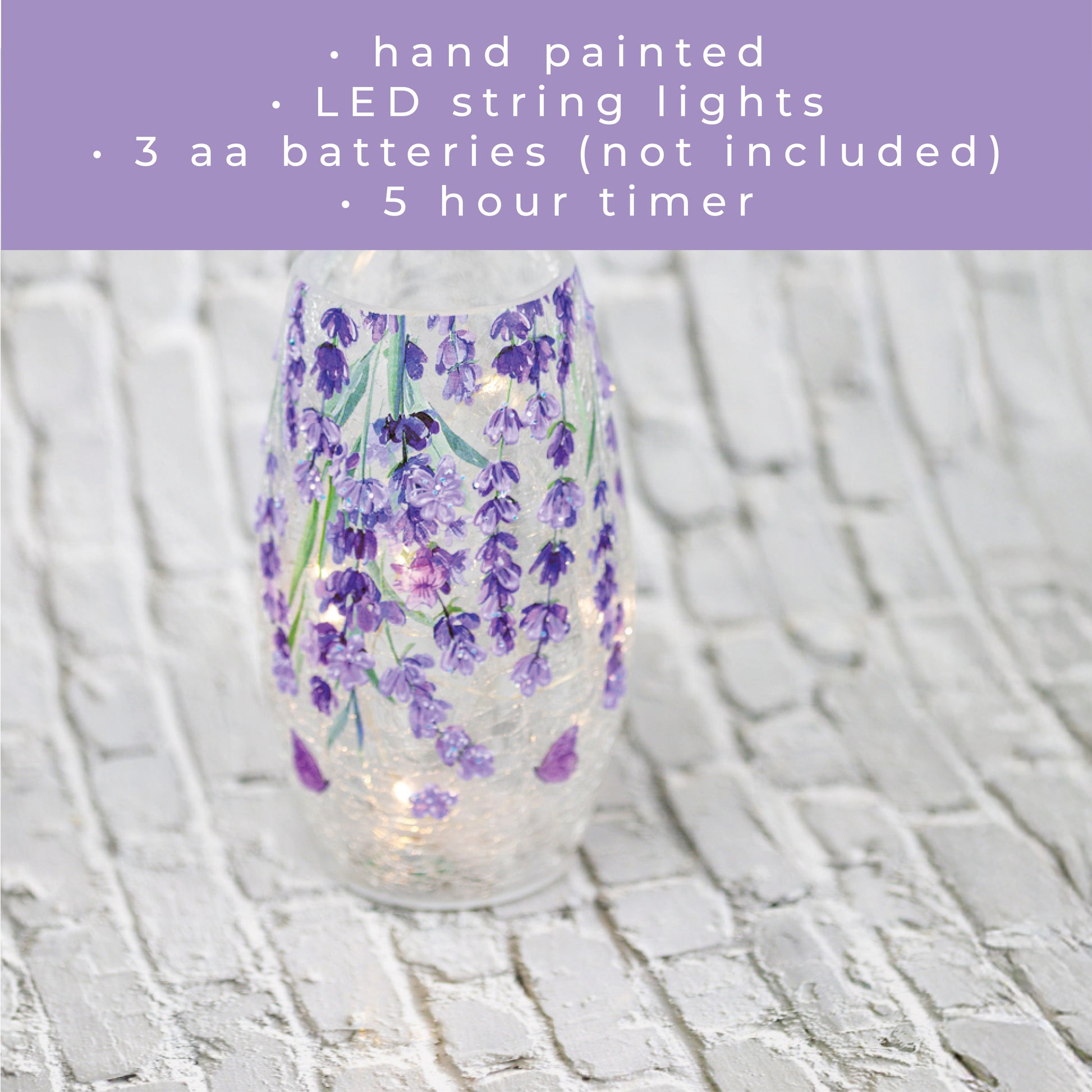 Wild Lilac - Crackle Glass Short Vase - Product Image by A Cheerful Giver