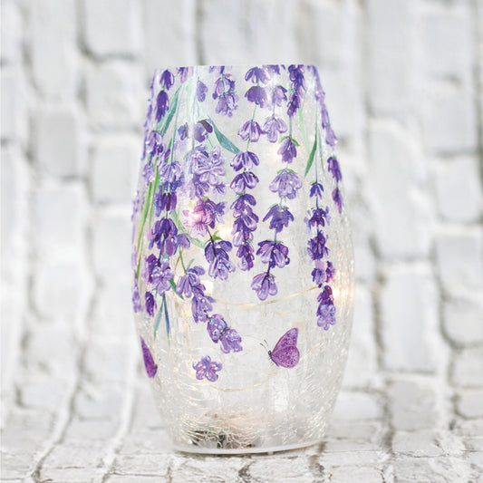 Wild Lilac - Crackle Glass Short Vase - Product Image by A Cheerful Giver
