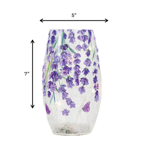 Wild Lilac - Crackle Glass Short Vase - Product Image by A Cheerful Giver