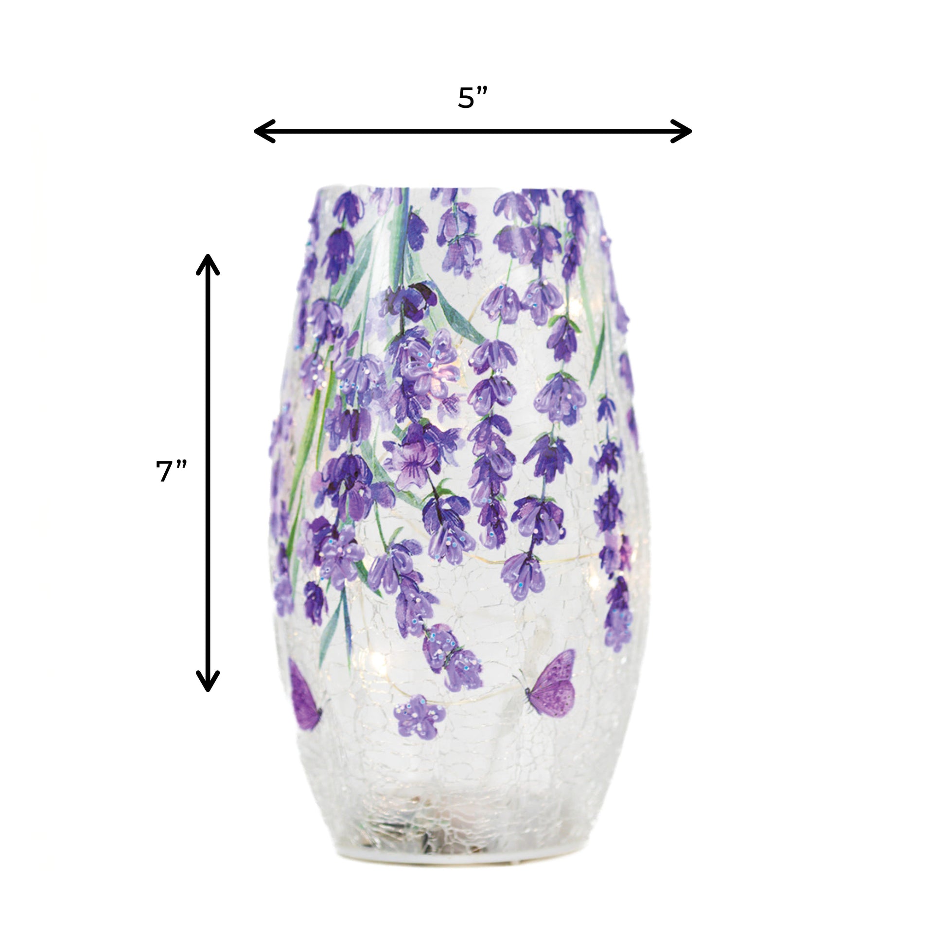 Wild Lilac - Crackle Glass Short Vase - Product Image by A Cheerful Giver