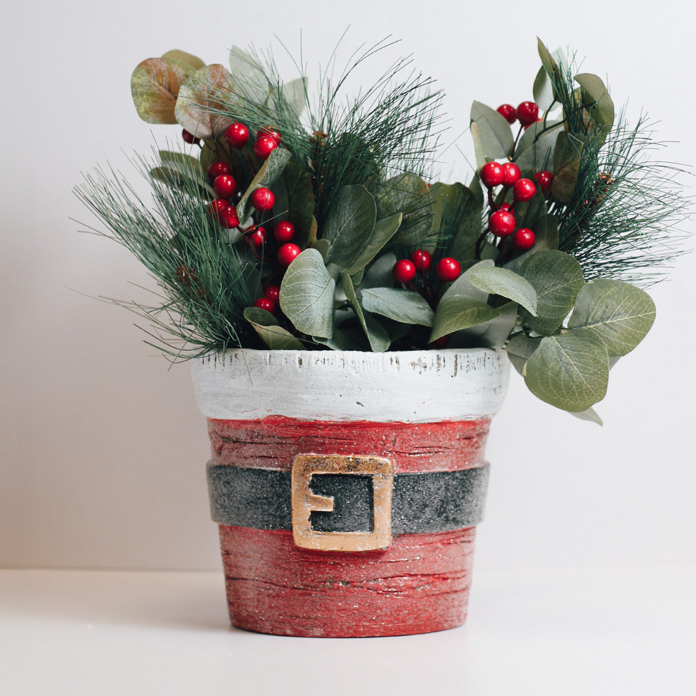 plant pots for christmas Santa Belt Seasonal Planter - Winter Home Decor