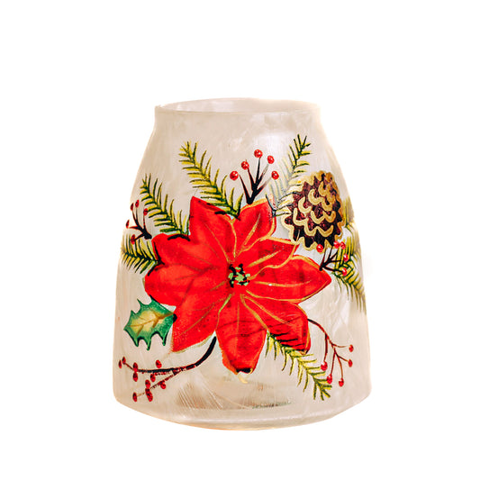 Poinsettia - Crackle Glass Jar