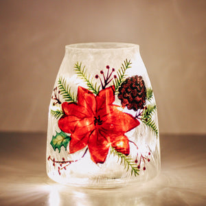 Poinsettia - Crackle Glass Jar