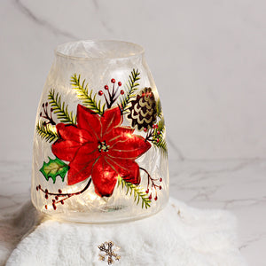 Poinsettia - Crackle Glass Jar