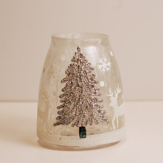 Silver Tree - Crackle Glass Jar