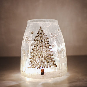 Silver Tree - Crackle Glass Jar