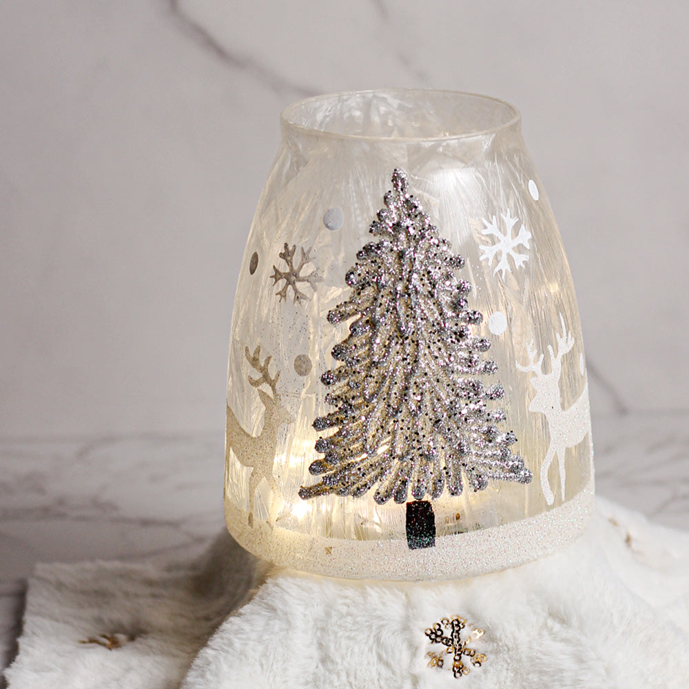 Silver Tree - Crackle Glass Jar