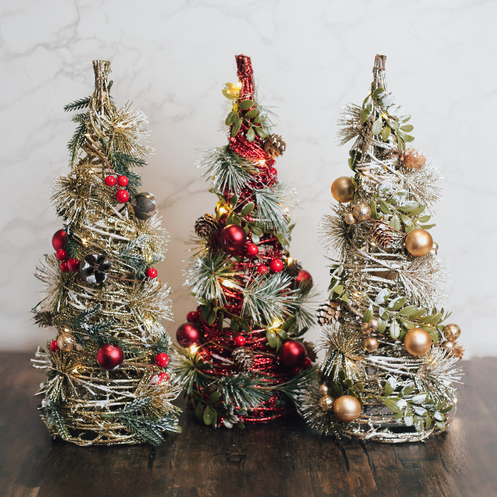Flocked Woodland - Twinkling Cone Tree