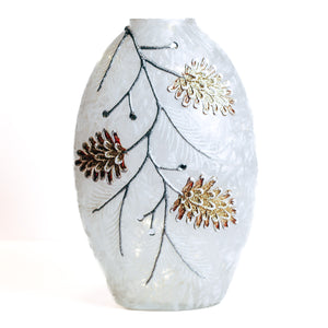 Pinecone Branch - Crackle Glass Oval
