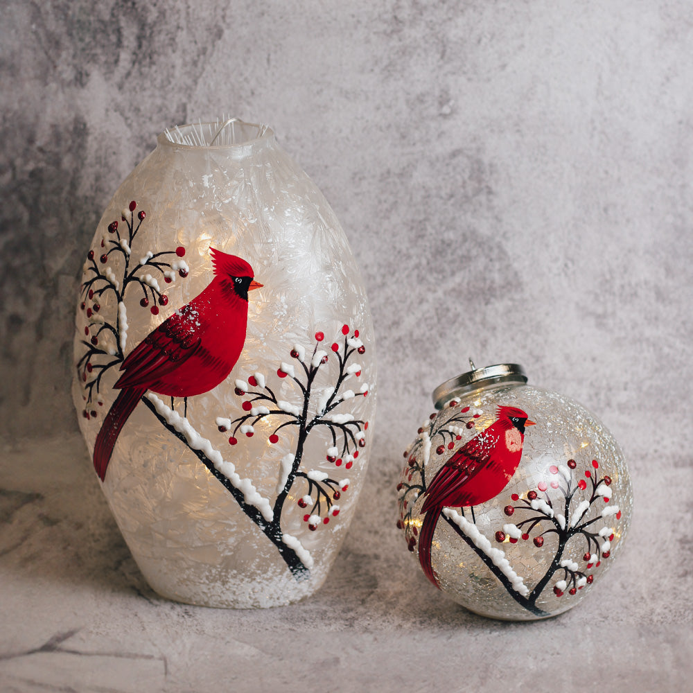 Snow Branch - Crackle Glass Oval
