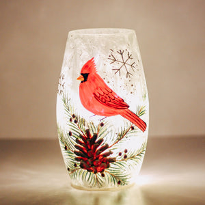 Cardinal Present - Crackle Glass Short Vase