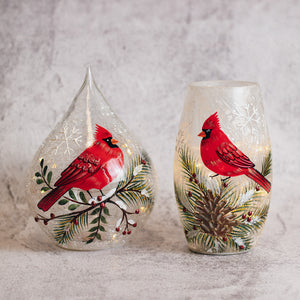 Cardinal Present - Crackle Glass Short Vase