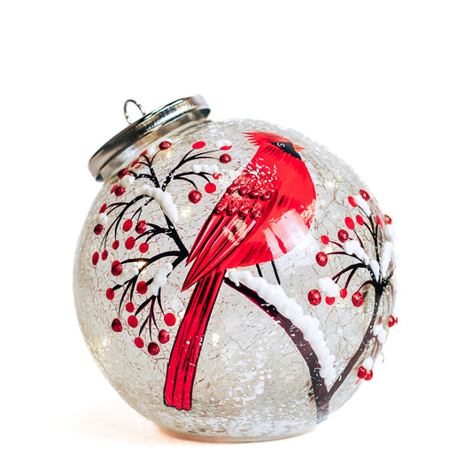 Snow Branch - Crackle Glass Ornament