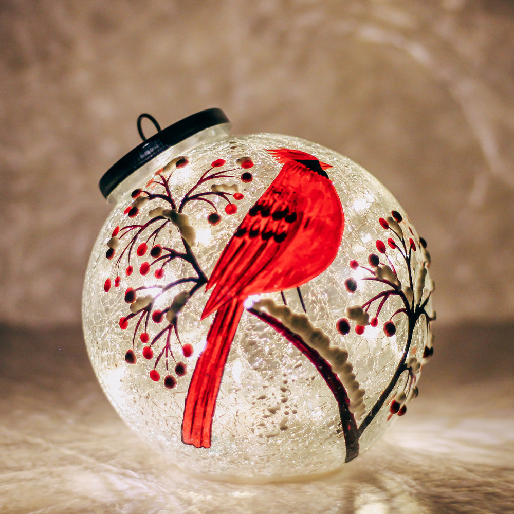 Snow Branch - Crackle Glass Ornament