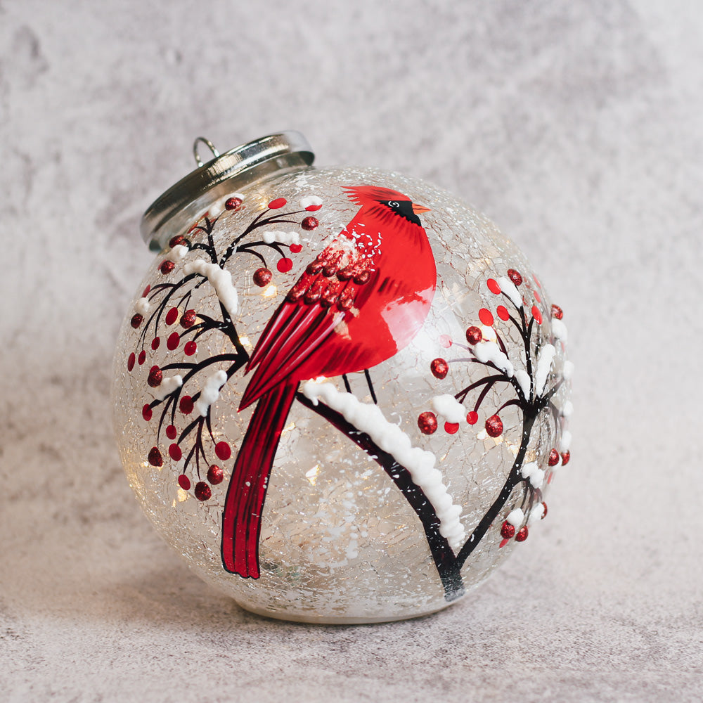 Snow Branch - Crackle Glass Ornament
