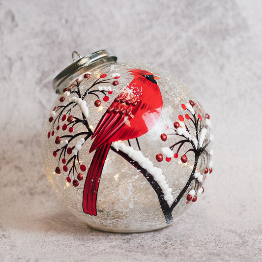 Snow Branch - Crackle Glass Ornament