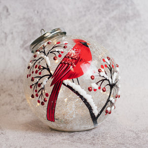 Snow Branch - Crackle Glass Ornament