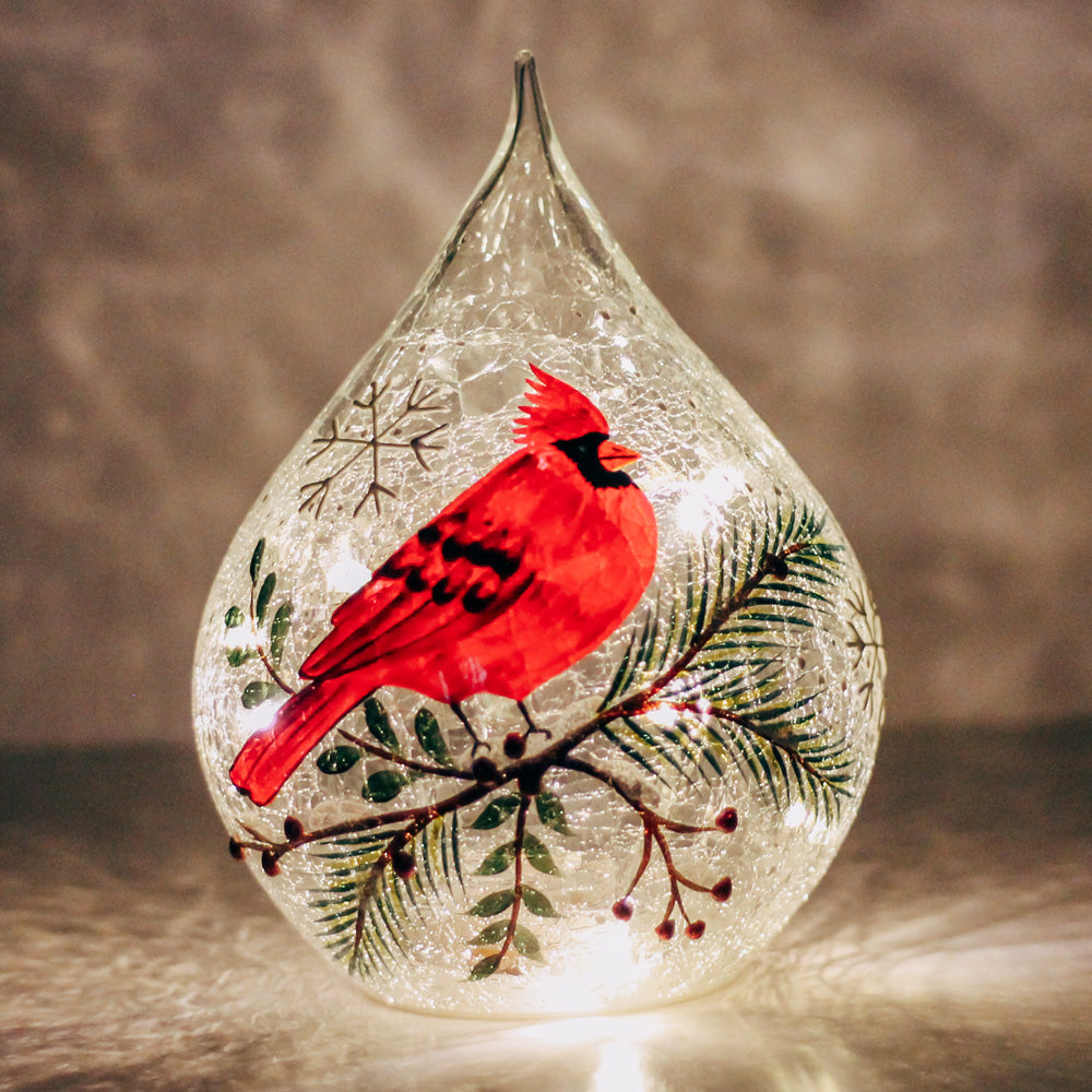 Cardinal - Crackle Glass Teardrop