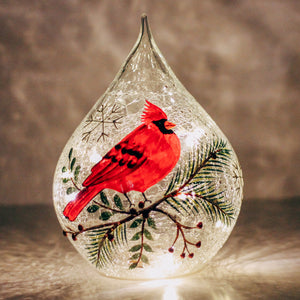 Cardinal - Crackle Glass Teardrop