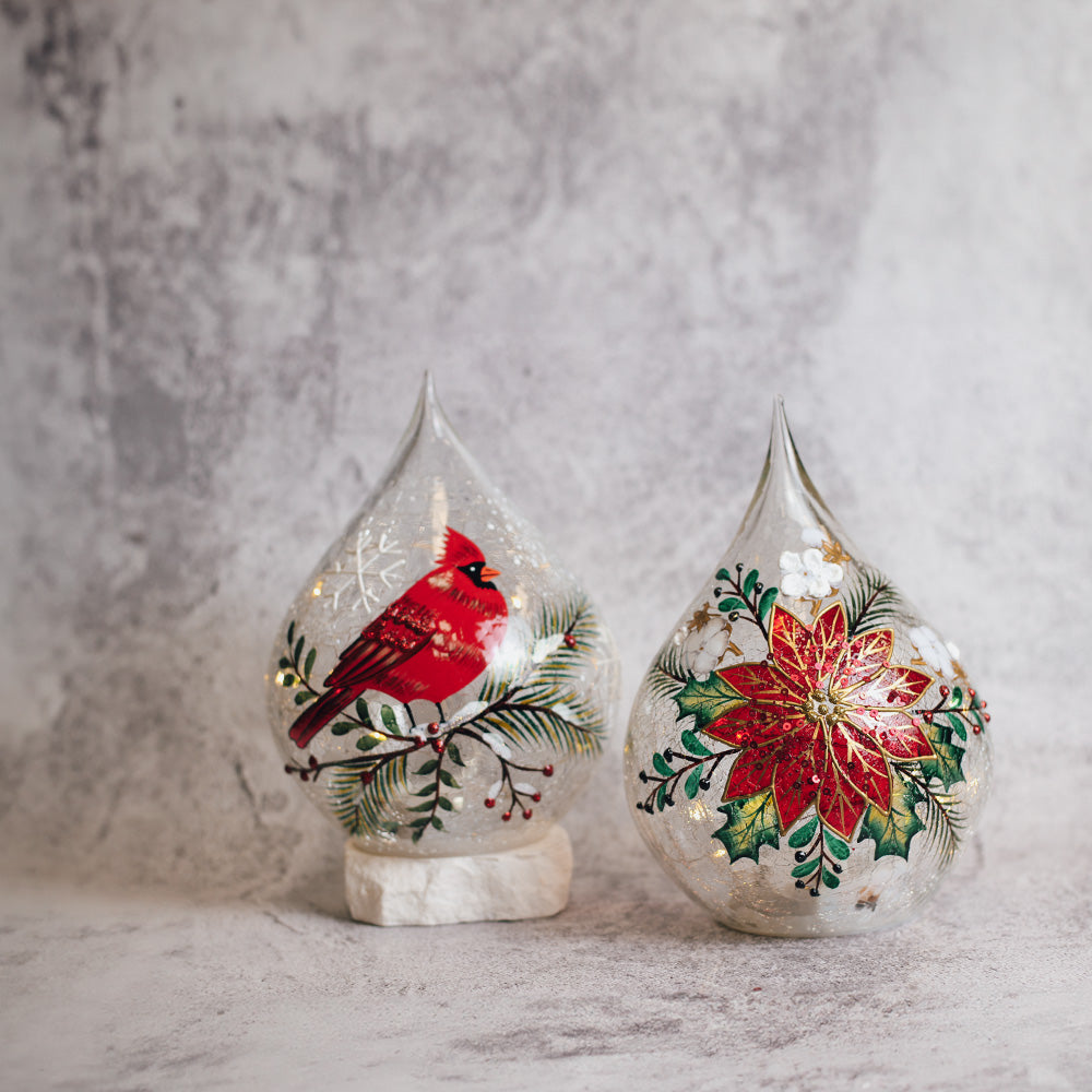 Cardinal - Crackle Glass Teardrop