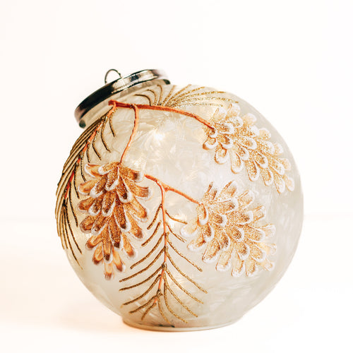 Pinecone Branch - Crackle Glass Ornament