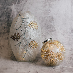 Pinecone Branch - Crackle Glass Ornament