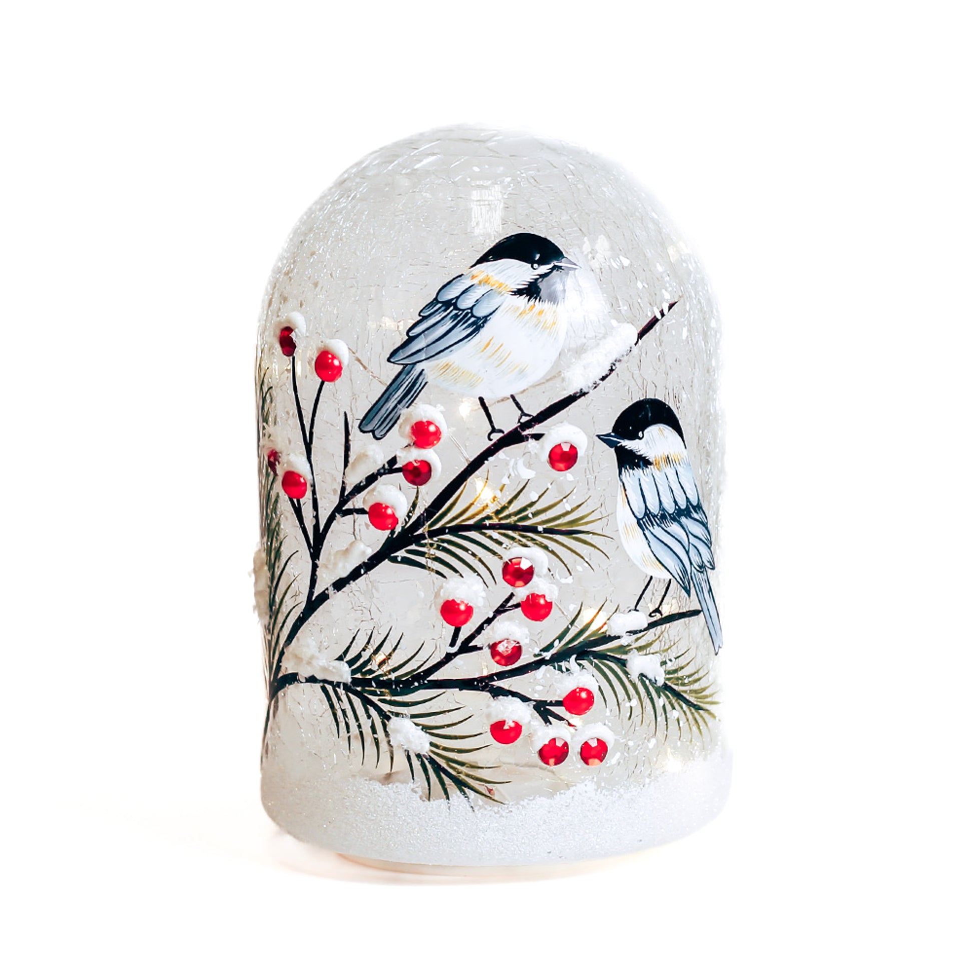Winter Blue Jay - Crackle Glass Cloche