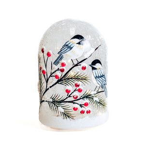 Winter Blue Jay - Crackle Glass Cloche