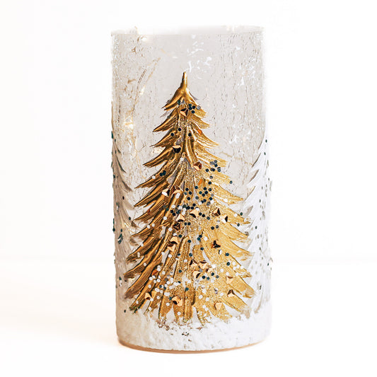 Gold Tree - Crackle Glass Pillar