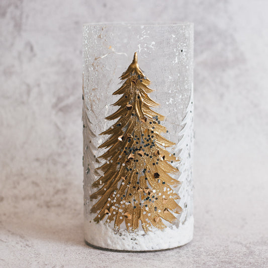 Gold Tree - Crackle Glass Pillar