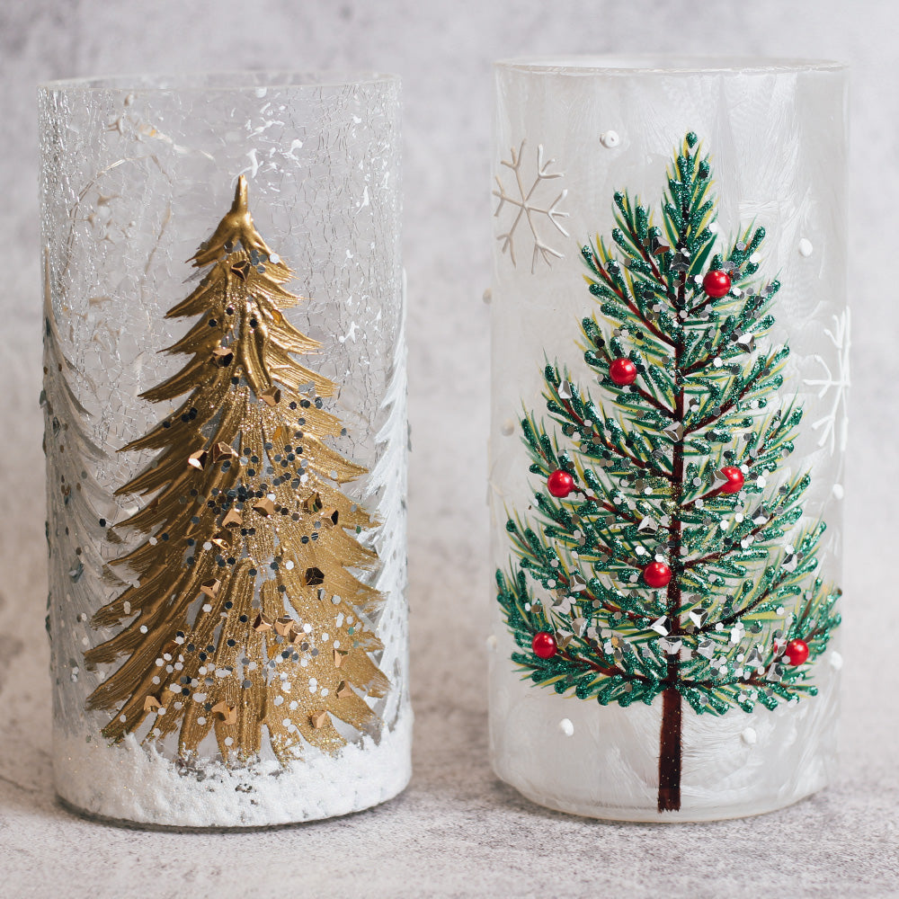 Gold Tree - Crackle Glass Pillar