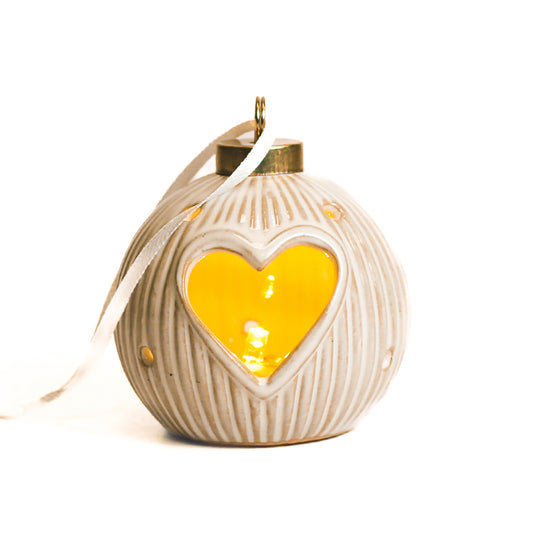 White Ceramic Heart Ornament