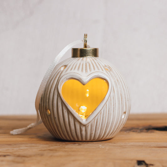 White Ceramic Heart Ornament