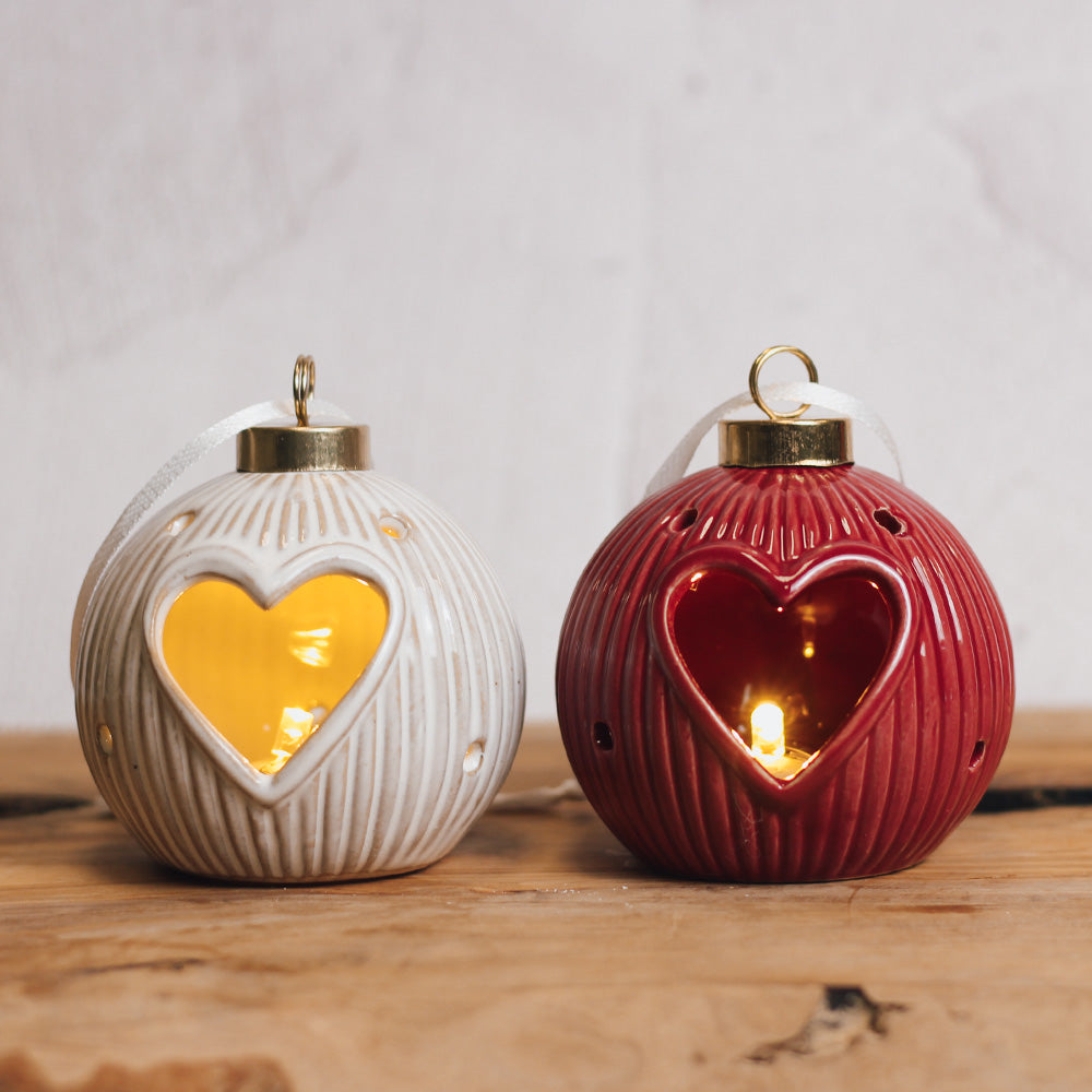 White Ceramic Heart Ornament