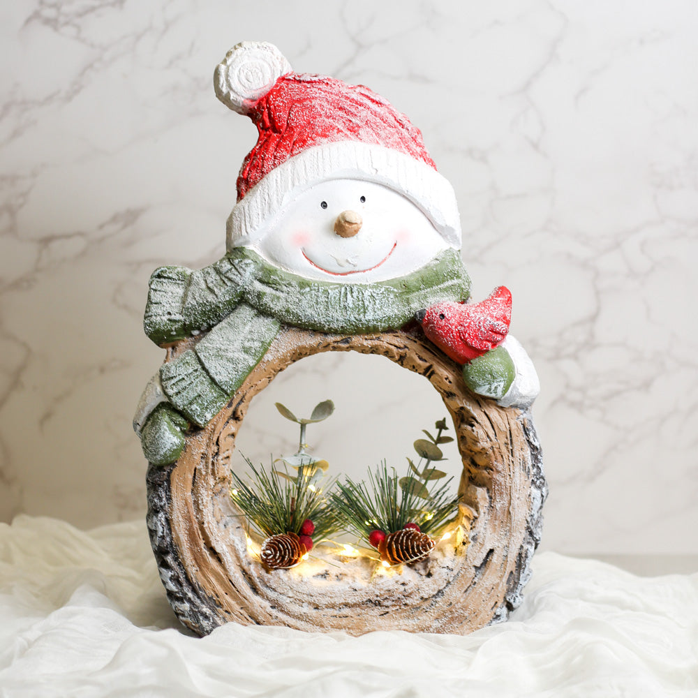 Greenery Bird Snowman