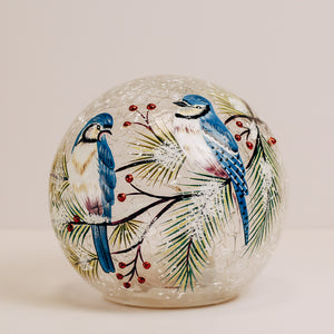 Blue Jay - Crackle Glass Orb