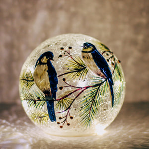 Blue Jay - Crackle Glass Orb