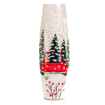 Vintage Truck - Crackle Glass Vase