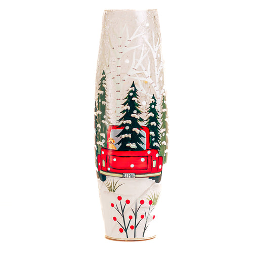 Vintage Truck - Crackle Glass Vase