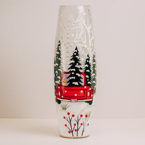 Vintage Truck - Crackle Glass Vase