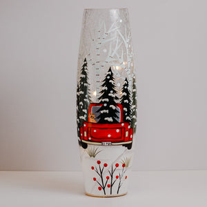 Vintage Truck - Crackle Glass Vase