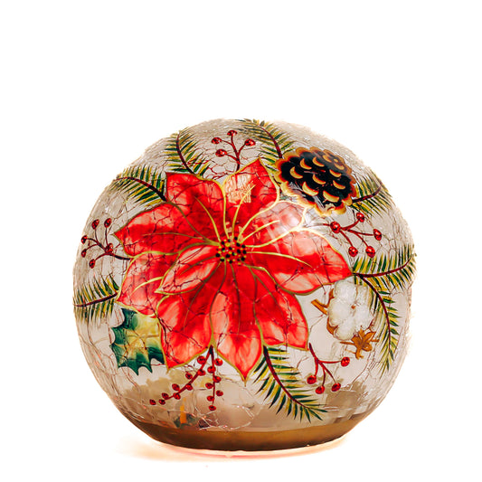 Golden Poinsettia - Crackle Glass Orb