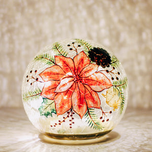 Golden Pointsettia - Crackle Glass Orb