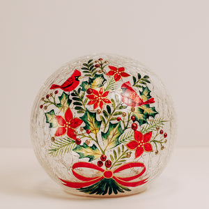 Jolly Cardinal Orb - Crackle Glass Orb