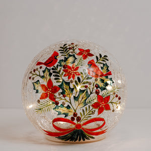 Jolly Cardinal Orb - Crackle Glass Orb