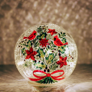 Jolly Cardinal Orb - Crackle Glass Orb