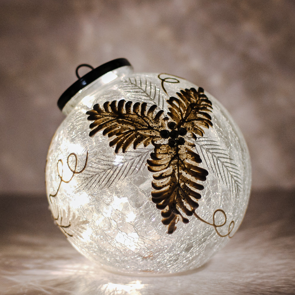 Frosted Pine - Crackle Glass Ornament