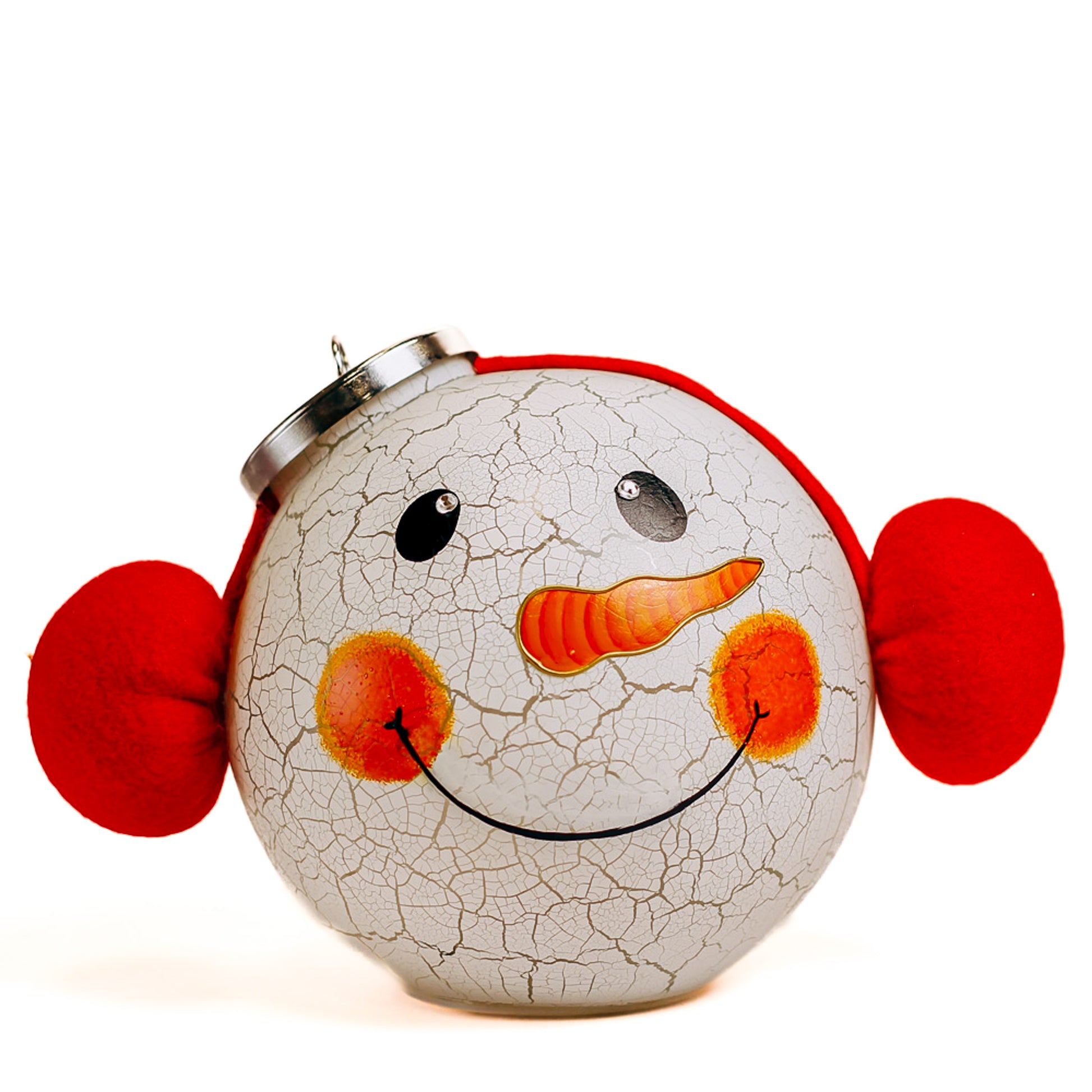 Crackle Snowman - Crackle Glass Ornament