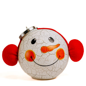 Crackle Snowman - Crackle Glass Ornament